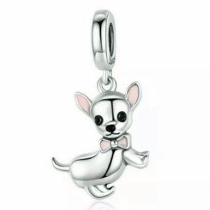 Chihuahua Puppy Silver Cham Bracelet charm fits Pandora or pendent for necklace